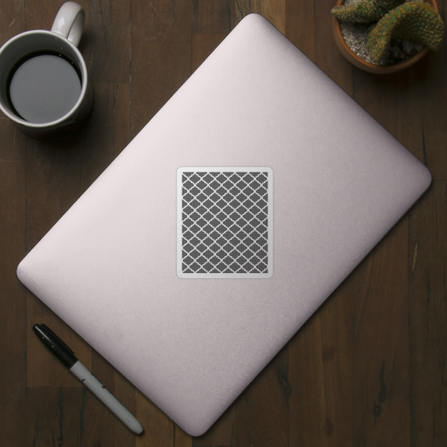Charcoal Grey and White Quatrefoil Pattern by dreamingmind